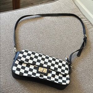 Checkered Black and White Shoulder Bag